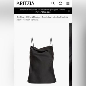 Aritzia Allusion Satin Camisole - black - small